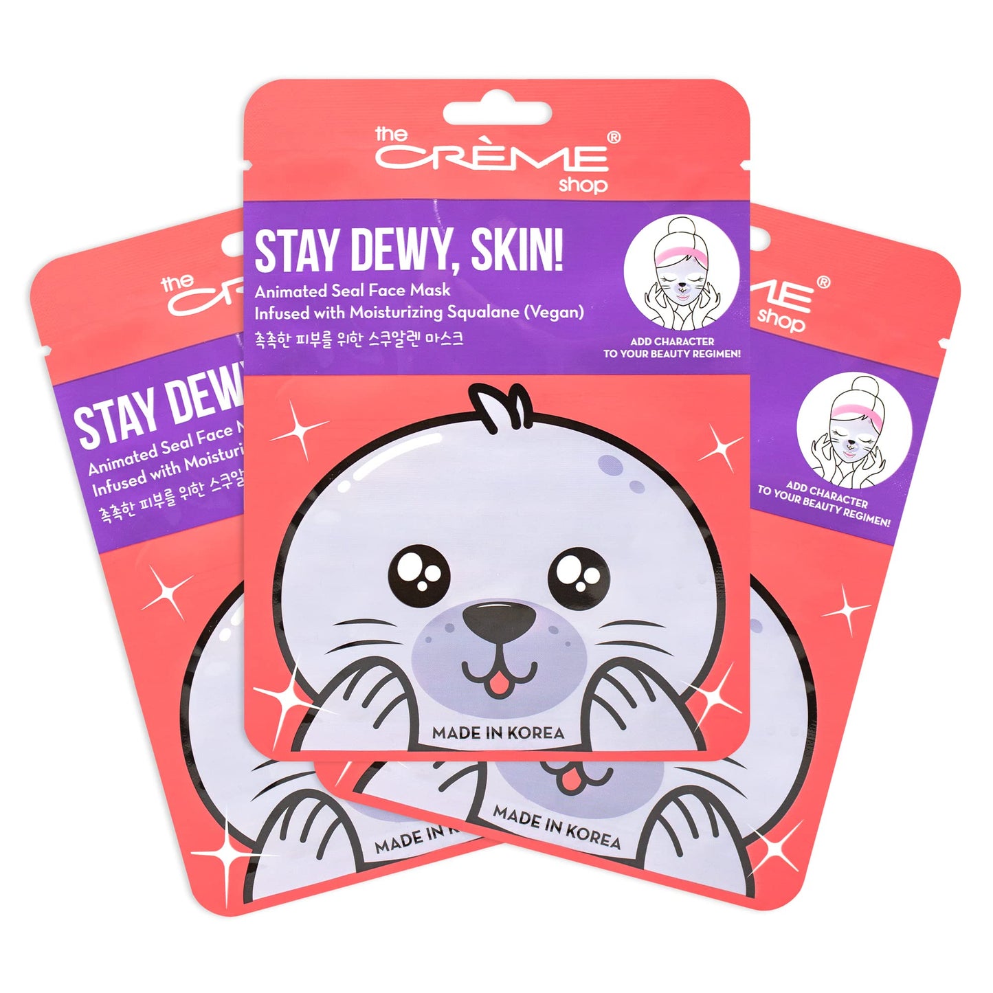 The Crème Shop Korean Skincare Animated Seal Face Mask - Infused with Moisturizing Vegan Squalane