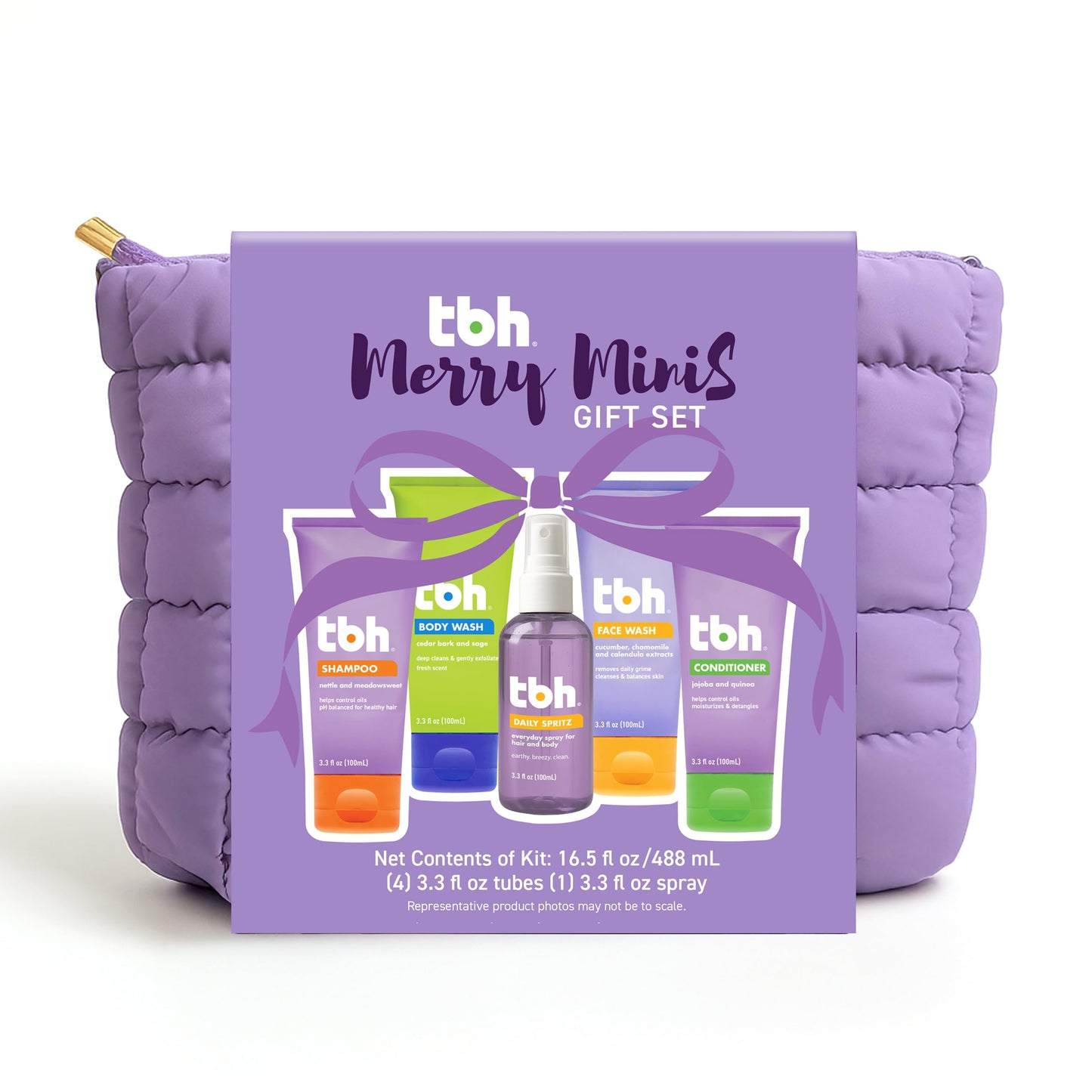 TBH Kids Glow & Go Gift Set | Tween Hair, Body & Skincare Kit for Girls and Boys | 5 Clean Mini Essentials in Travel Zip Pouch - Perfect Self-Care