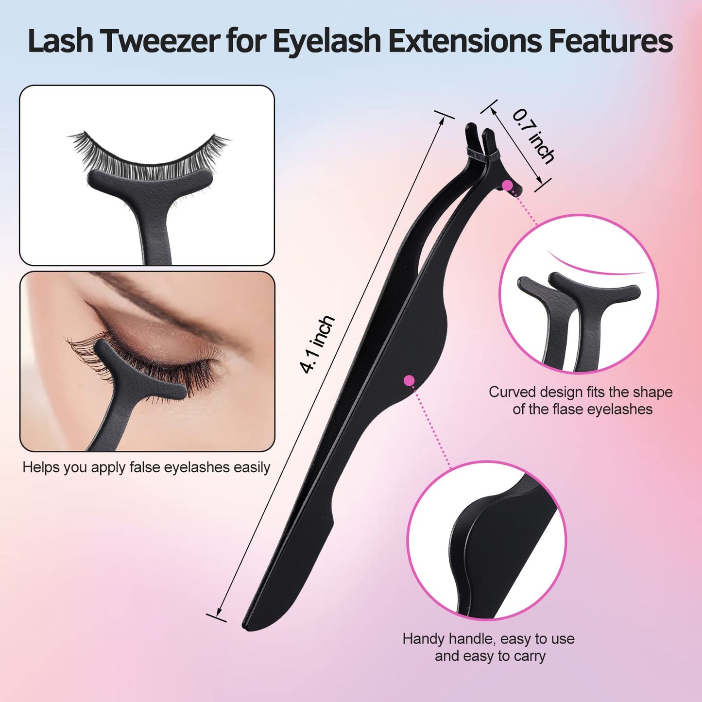 Eyelash Curlers Kit for Women w Lash Curler, Eyelash Comb Seperator, 3 in1 Mascara Brushes, Eyelash Extension Tweezers, Foldable Eyebrow Brush