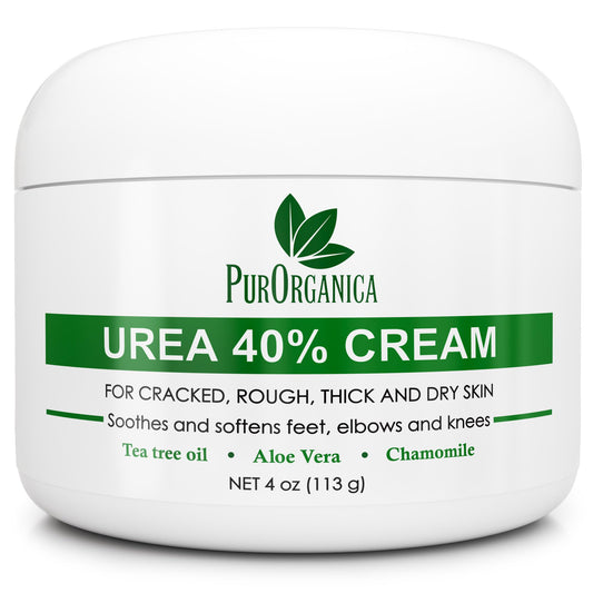 PurOrganica Urea 40% Foot Cream – Dermatologist Tested, Made in USA, Repairs Cracked Heels, Calluses & Corns, Exfoliating & Moisturizing