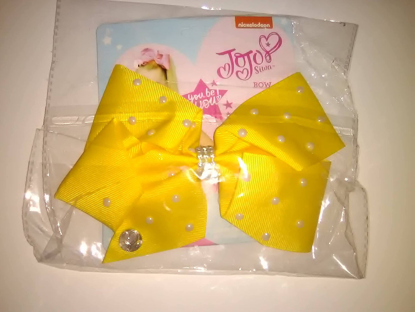 Jojo Yellow Hair Bow Pearls and Diamonds design