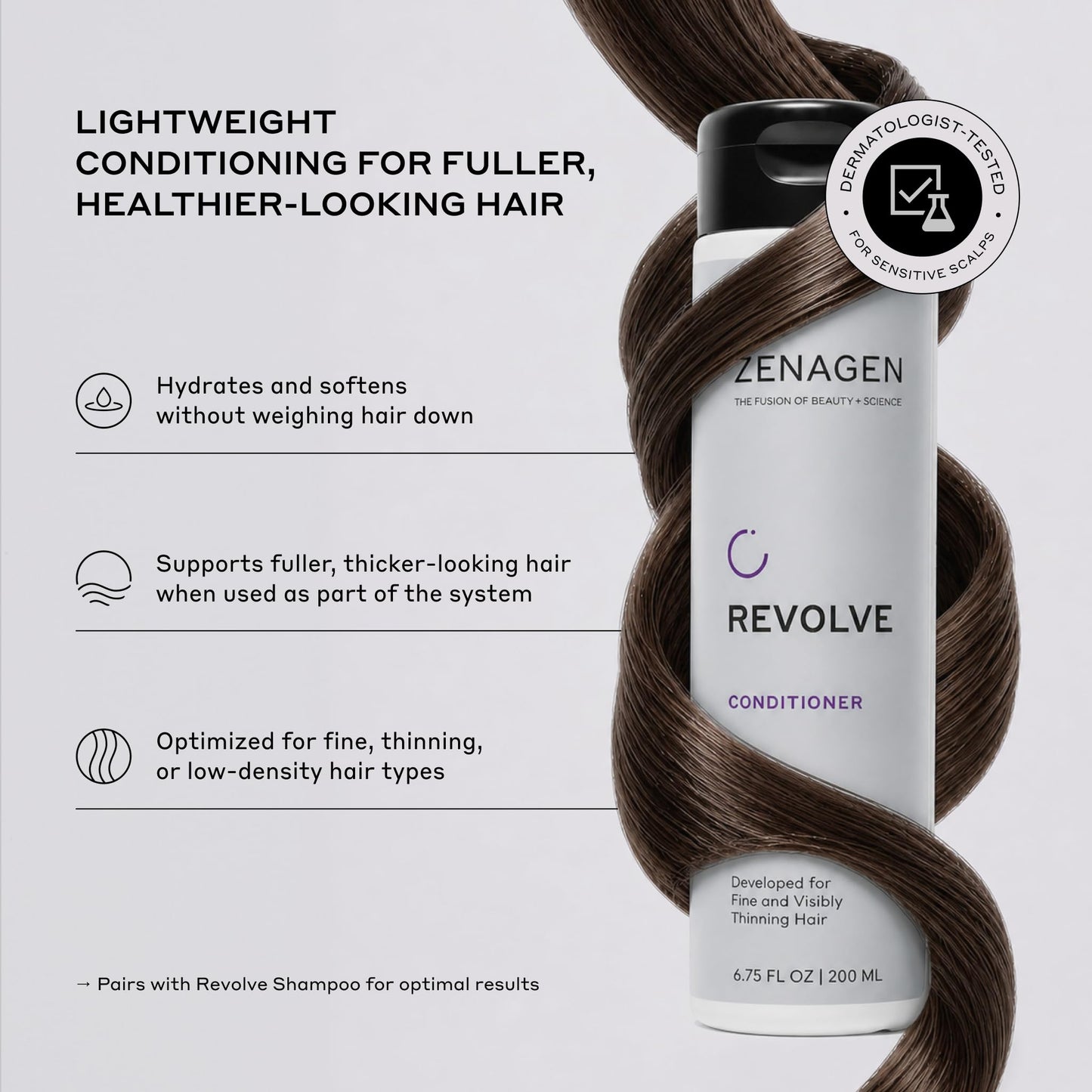 Zenagen Revolve Thickening Shampoo & Conditioner Bundle for Men (6.75 oz Each) - For Fine & Thinning Hair, Supports Fuller, Thicker-Looking Hair