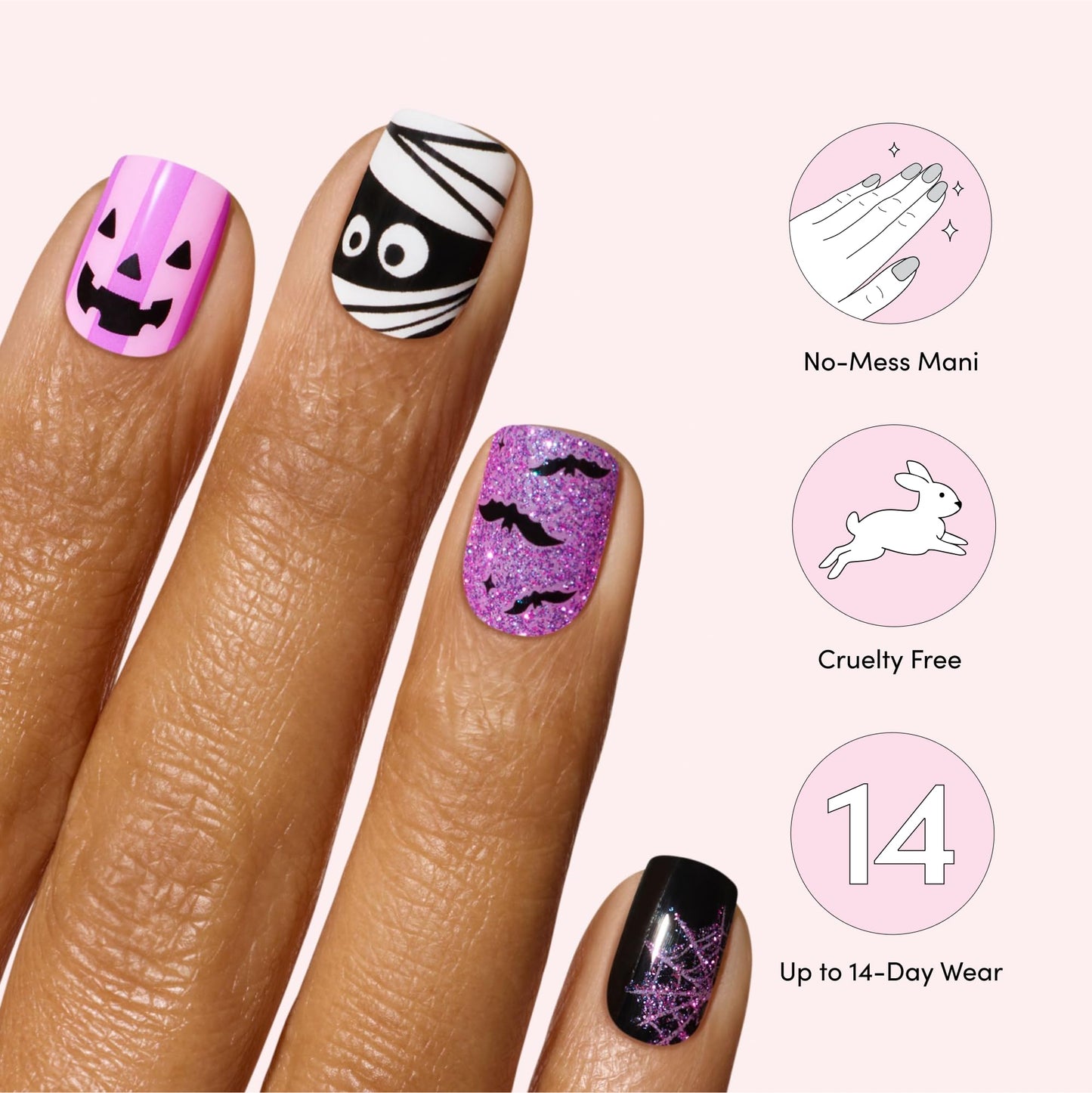 Dashing Diva Gloss Nail Strips - My Boyfriend Jack - UV Free, Chip Resistant, Long Lasting Gel Nail Stickers - 3-Piece Halloween Glow-In-The-Dark Beauty & Personal Care Dashing Diva