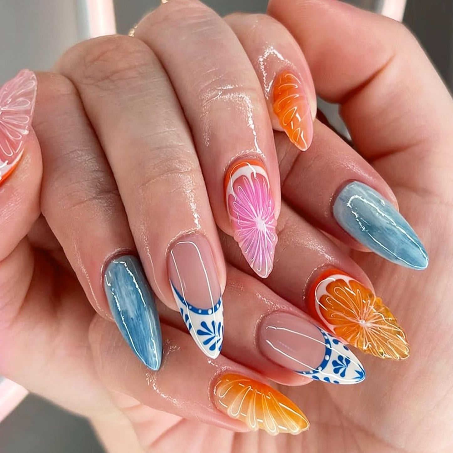 6 Packs (144 Pcs) | Reusable Press on Nails | Stick on Nails 12 Sizes-6 Styles|Almond Nails Beauty and Personal Care Ashowner