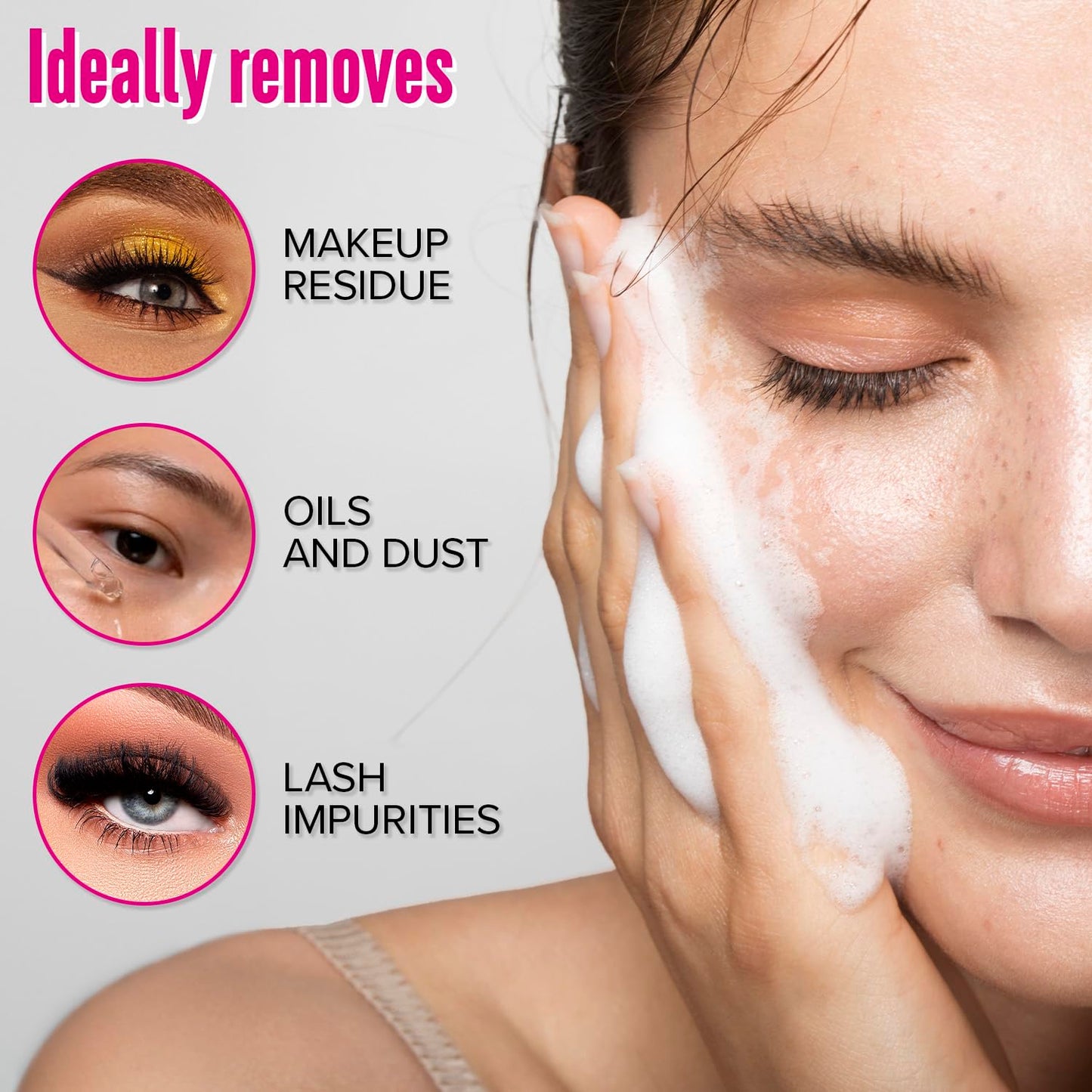 STACY LASH Lash Shampoo 50ml Kit Korean Makeup Remover with Eye Lash Spoolies & Rinse Bottle & Cleansing Pad & Brush for Eyelash Extensions & Clusters Beauty and Personal Care STACY LASH