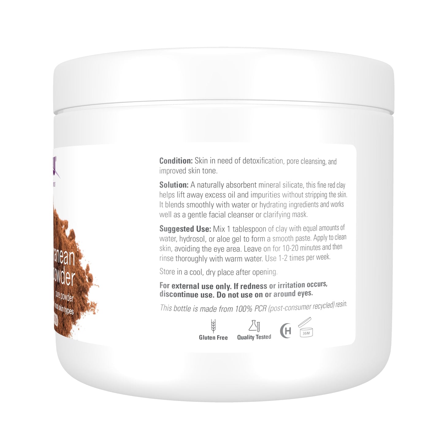 NOW Solutions, Mediterranean Red Clay Powder, Pure Powder for Sensitive Skin Facial Mask, 6-Ounce