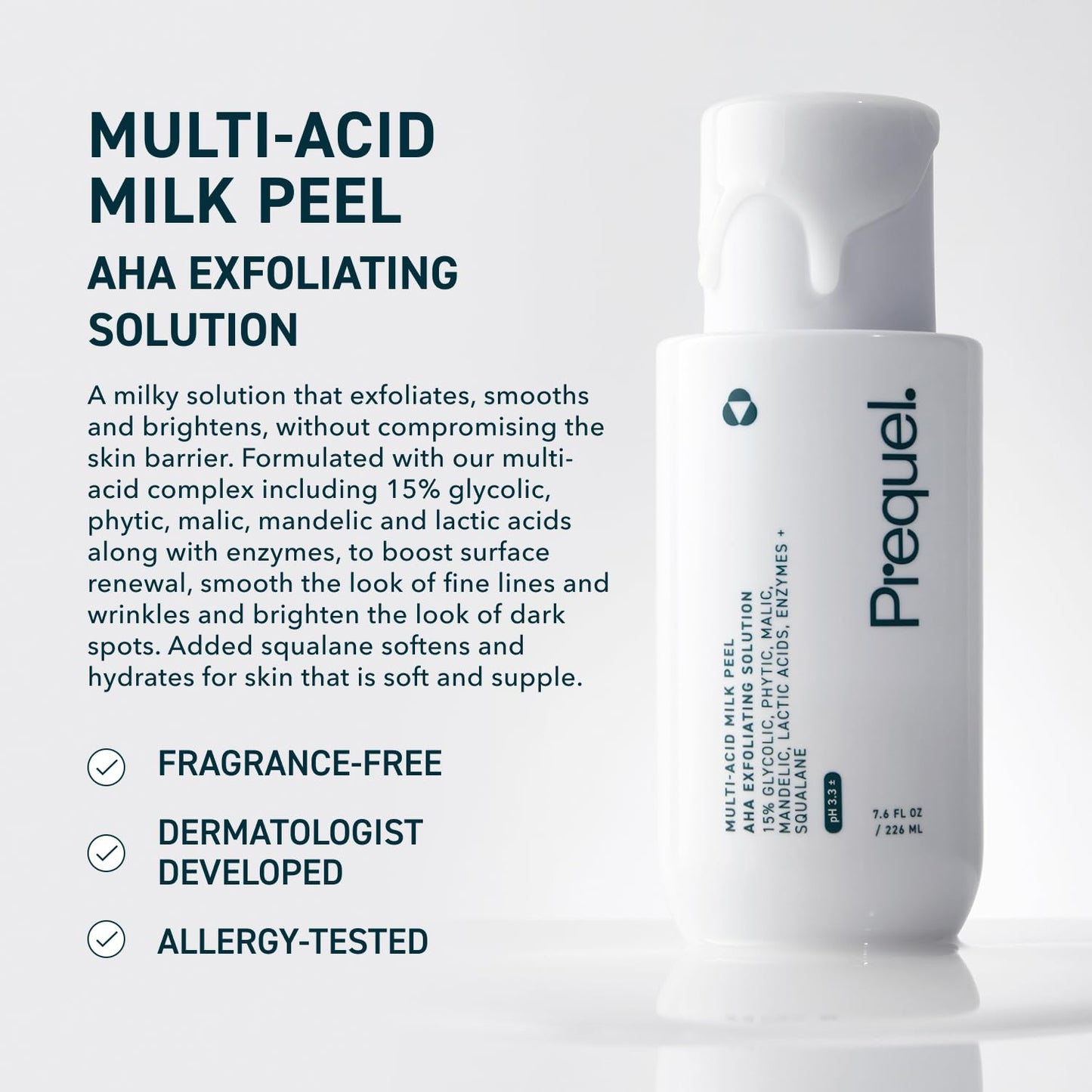 Prequel Skin Multi-Acid Milk Peel, Professional Exfoliating Solution. 15% Glycolic Acid Face Peel with Lactic Acid and Enzymes. Hydrating Chemical