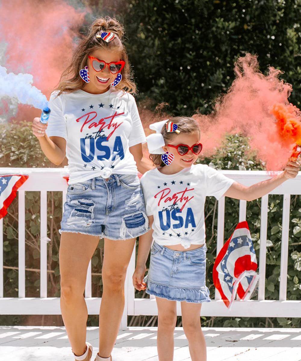 American Flag Hair Clips 4th of July Patriotic Hairpin for Women Rhinestone Heart Star Hair Barrettes Independence Day Hair Accessory Gifts