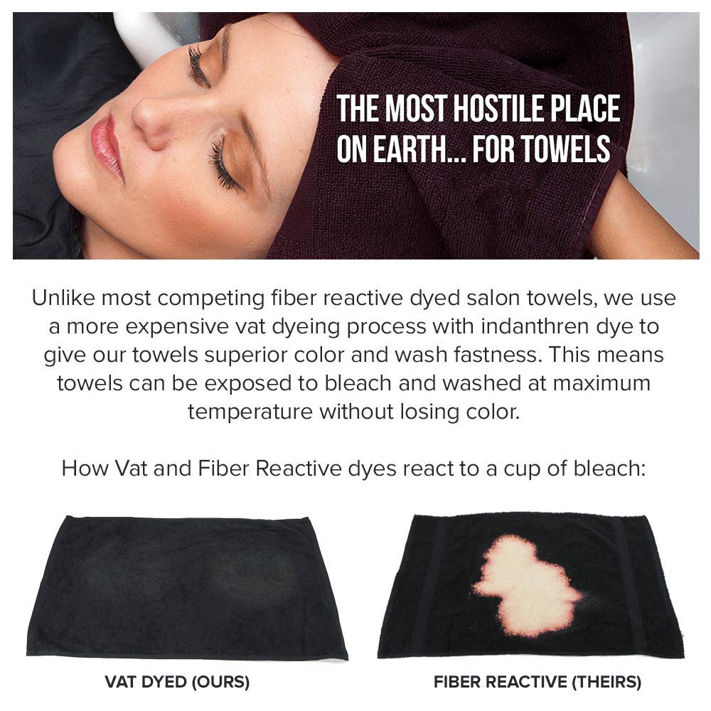 Arkwright Bleach Proof Salon Towels - Pack of 12 - Highly Absorbent, 100% Cotton, Quick Dry Spa Face Towel for Hair Stylist, Barber, Pedicure…