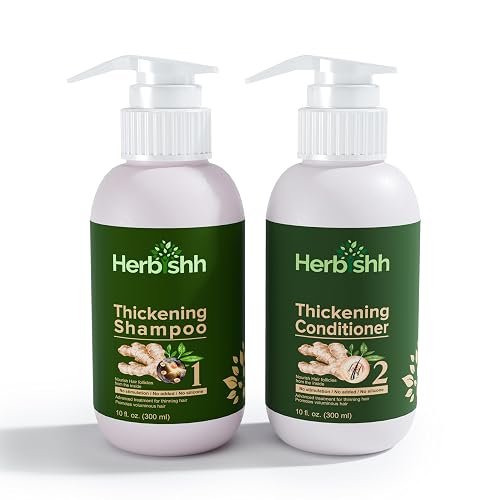 Herbishh Ginger Extract Thickening Shampoo and Hair Conditioner for Hair Thickening, Suitable for All Type Hair, Sulphates & Parabens Free 10fl. oz