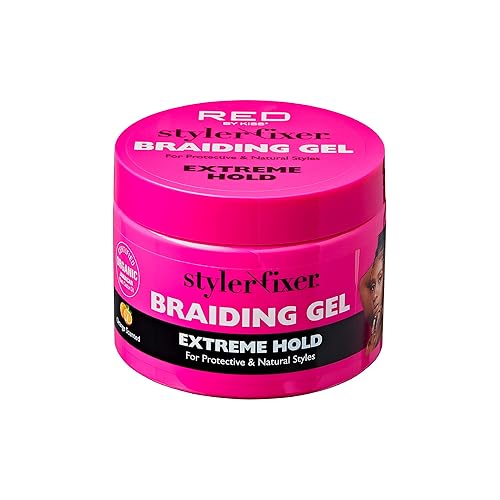 Red by Kiss Braiding Gel Extreme Hold Styler Fixer for Box Braids & Cornrows, Hydrating, Conditioning, Long-Lasting Frizz Control, 4C Moisturizing