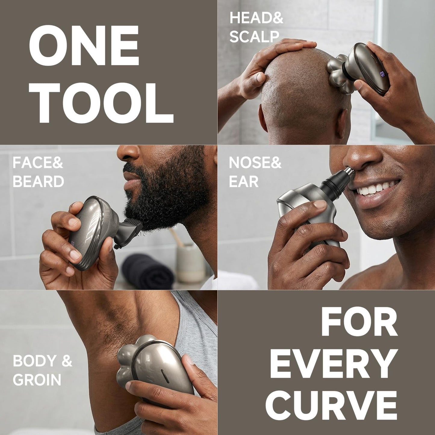 Head Shavers for Bald Men - Electric Razor for Men, 7D Magnetic Electric Shavers for Men, IPX7 Waterproof 5-in-1 Shavers for Men Grooming Kit Beauty and Personal Care WEQOEE