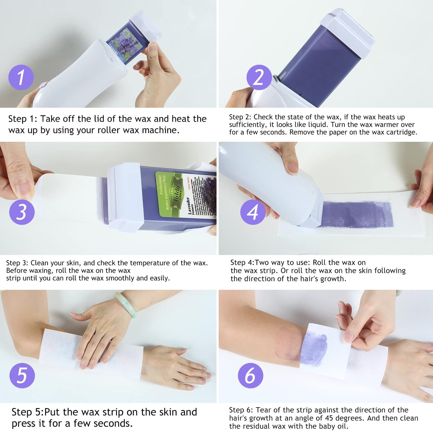 Liddy Dance Hair Removal Wax, Lavender Roll-on Wax, Waxing Kit Refill Wax Cartridge, 4 Pack, Soft Wax for Women, Sensitive Skin, Legs, Arms, Bikini Beauty and Personal Care liddy Dance