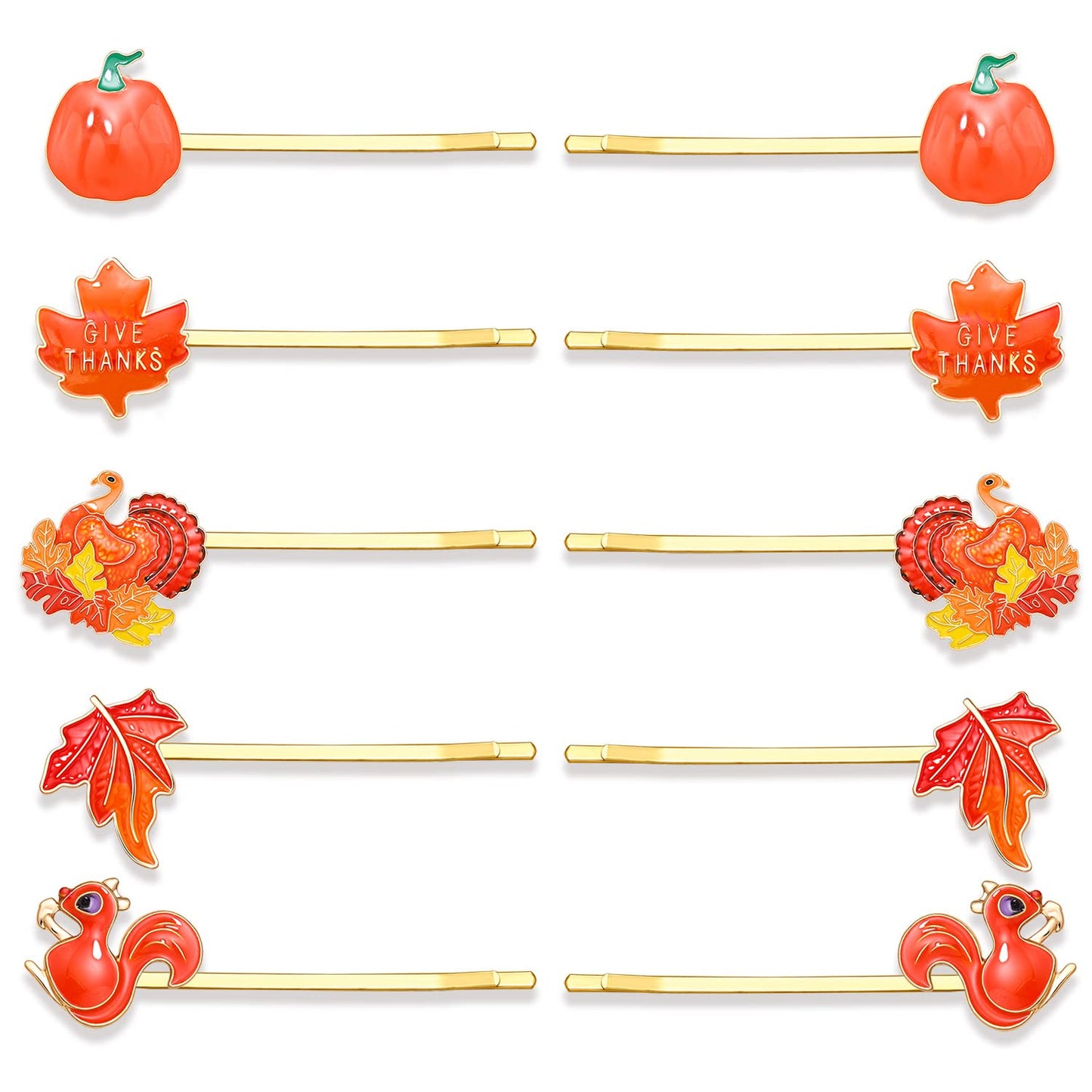 Thanksgiving Fall Hair Clips for Women Enamel Harvest Pumpkin Maple Leaf Turkey Hairpins Cute Autumn Holiday Hair Accessory Costume Party Favors Gifts