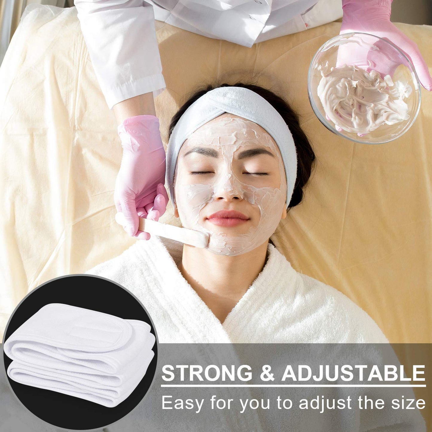 Whaline 3Pcs Spa Facial Headband Make Up Wrap Head Terry Cloth Headband Adjustable Washable Towel for Shower Makeup Face Washing Skincare Facial