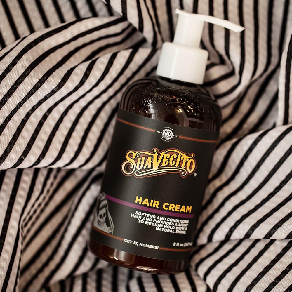 Suavecito Hair Cream Pump Bottle Medium Shine All Day Light Hold (8 oz)