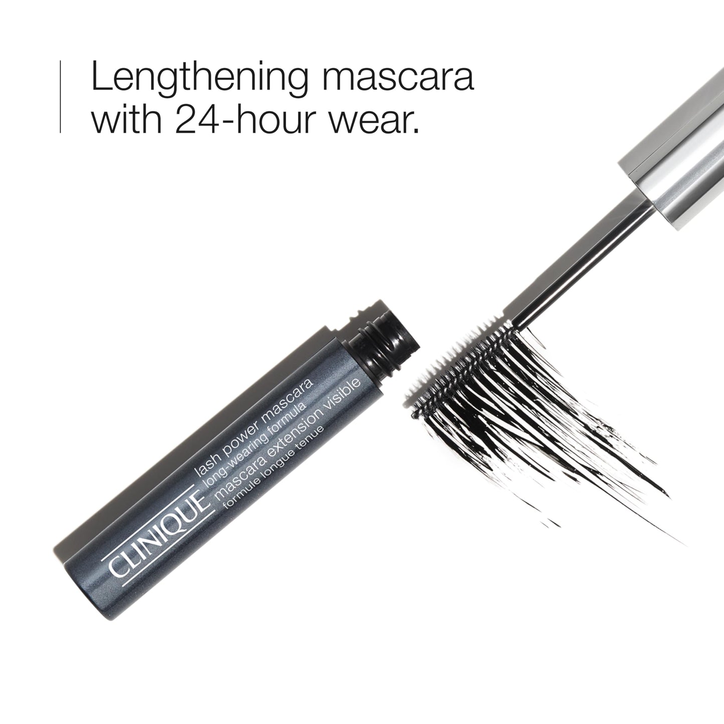 Clinique Lash Power Tubing Mascara Long-Wearing Formula | Length, Smudge-Proof + Safe for Sensitive Eyes, Black Onyx, 0.21 Fl Oz