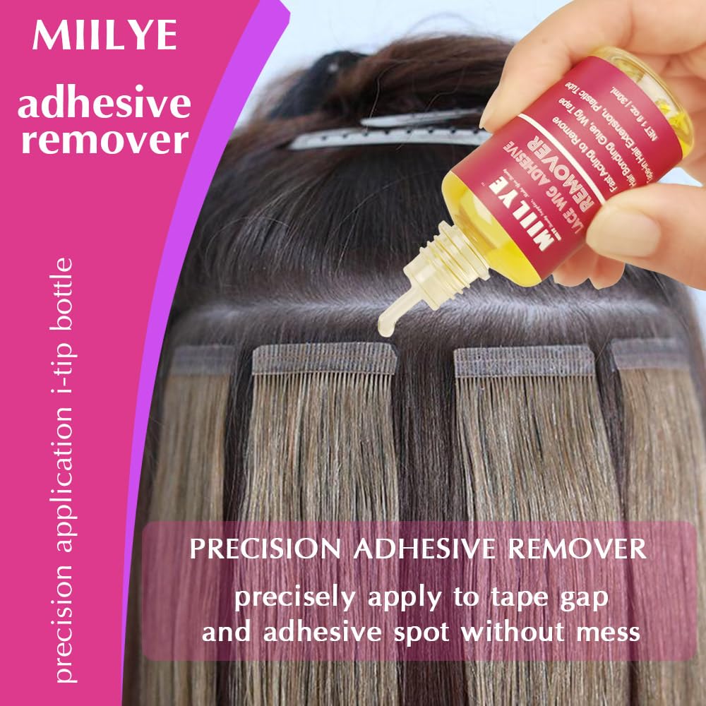 MIILYE Wig Glue Remover x 2 Bottles, Tape in Hair Extensions Remover |Solvent for Adhesive Residue, Lace Front Wig |Poly Hairpieces |Toupee |Cosmetic