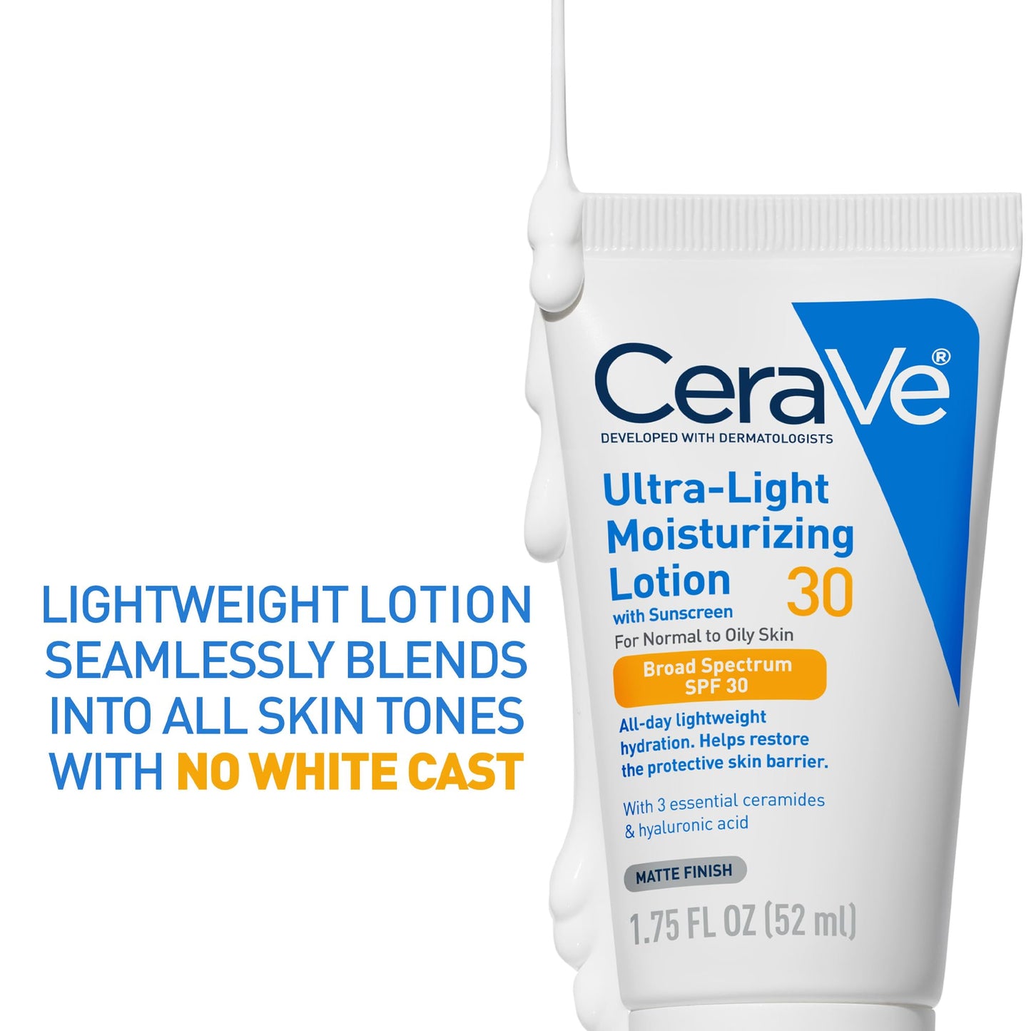 CeraVe Ultra-Light Moisturizing Lotion SPF 30, Oil-Free Daily Face Moisturizer with Hyaluronic Acid & Ceramides, Broad Spectrum, 1.7 oz
