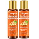 Ginger Shampoo and Conditioner Set for Stronger & Thicker Hair, Deep Moisturizing Cleaning Nourishing Formula to Reduce Hair Loss, Strengthen Strands
