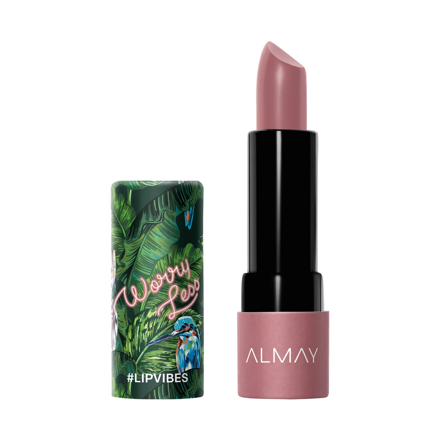 Almay Lip Vibes Lipstick with Vitamin E Oil & Shea Butter, Matte Finish, Hypoallergenic, Worry Less, 0.14 Oz