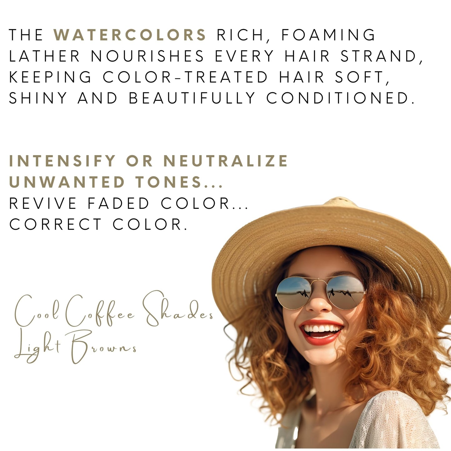 Watercolors Color Depositing Shampoo, Semi Permanent Hair Color 8.5 oz - HAZELNUT