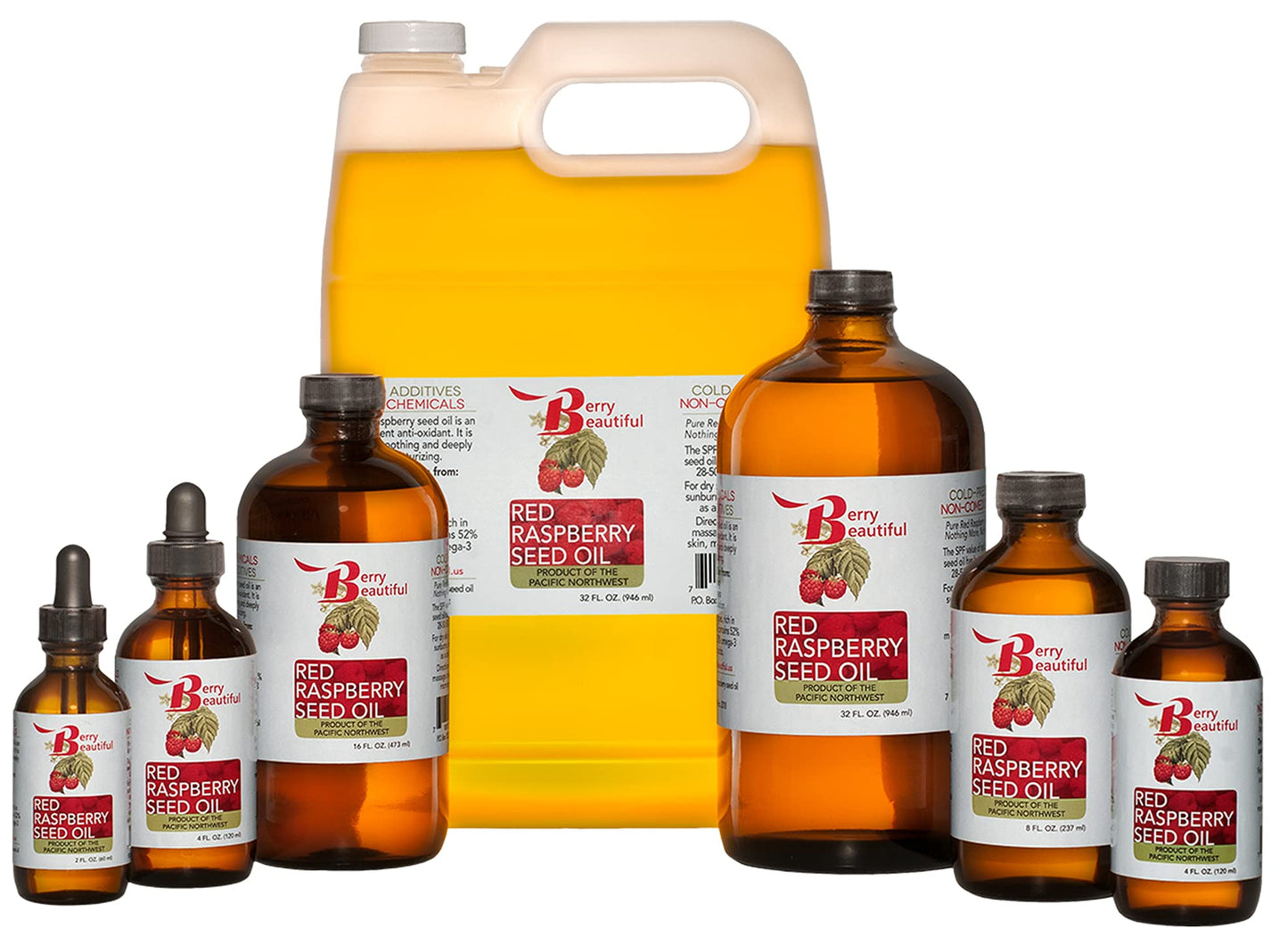 Berry Beautiful 100% Pure Red Raspberry Seed Oil - 2 fl oz | Sustainably Cold-Pressed from Northwest Co-op Raspberries
