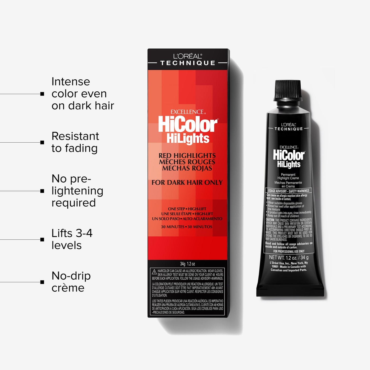 L'Oréal Technique HiColor Red HiLights - Permanent Hair Color for Dark Hair, Intense Red Highlights, No Pre-Lightening Required, Rich, No-Drip Crème Beauty and Personal Care L'OREAL TECHNIQUE