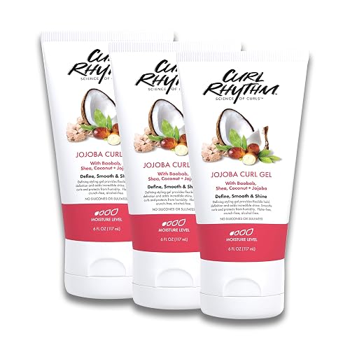 Curl Rhythm Jojoba Curl Gel - Hair Defining Gel for Bouncy, Nourished Curls - Curly Hair Styling Gel with Shea and Coconut - Sulfate Free - 6 Fl Oz (3