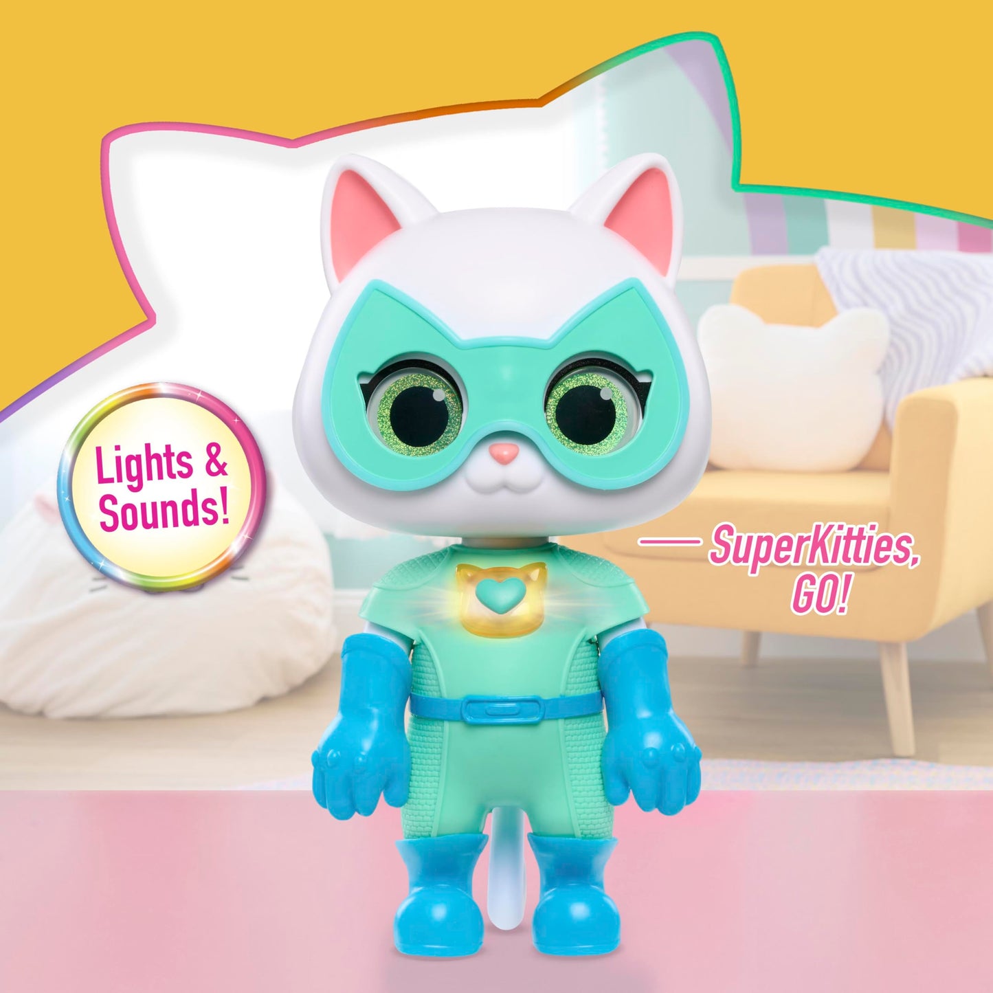 Just Play Disney Junior SuperKitties Cat-Tastic Transforming Bitsy, Kids Toys for Ages 3 Up