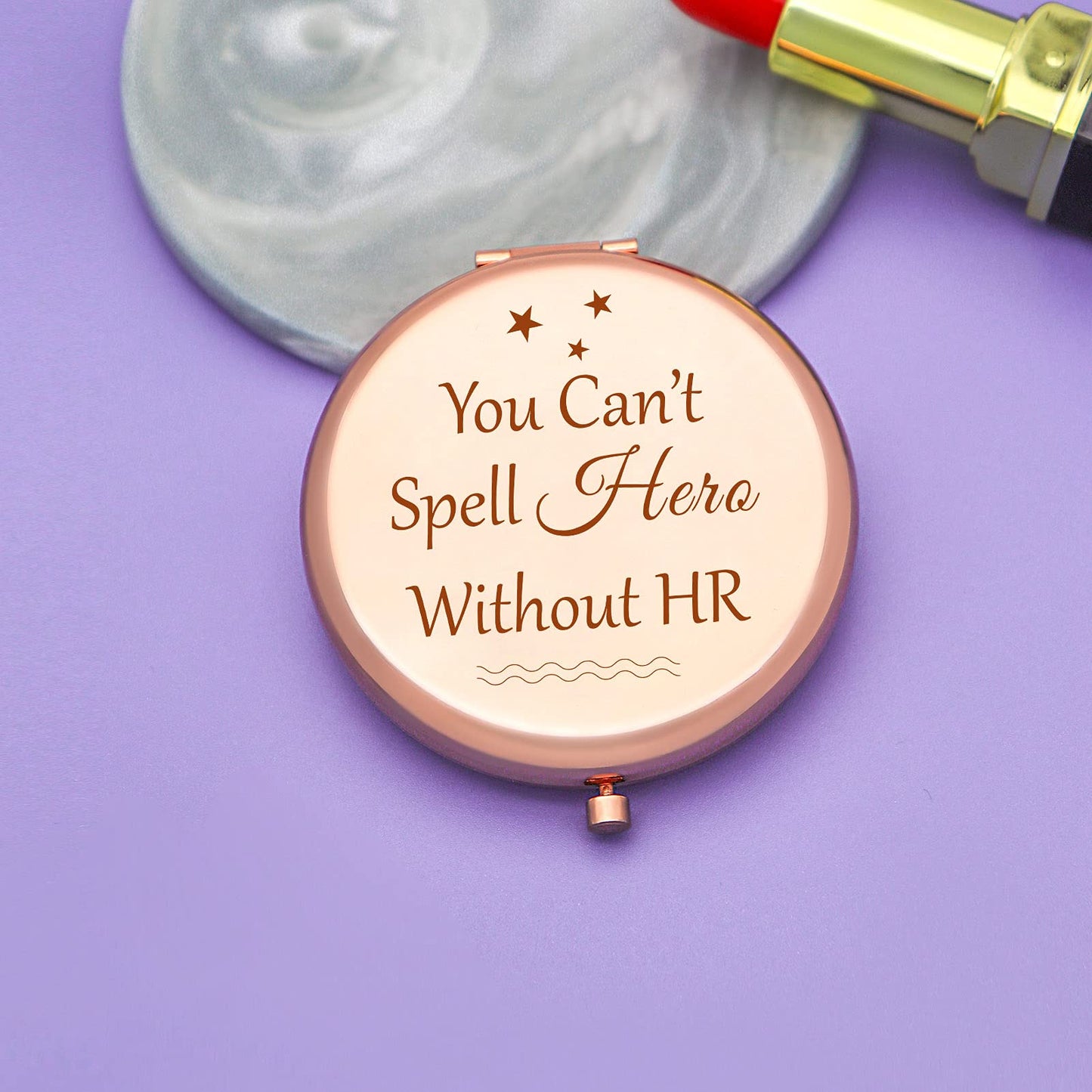 Jielahua HR Appreciation Gifts Human Resources Gifts for Women Thank You Gifts Rose Gold Compact Mirror HR Director Gift Retirement Gift HR Manager
