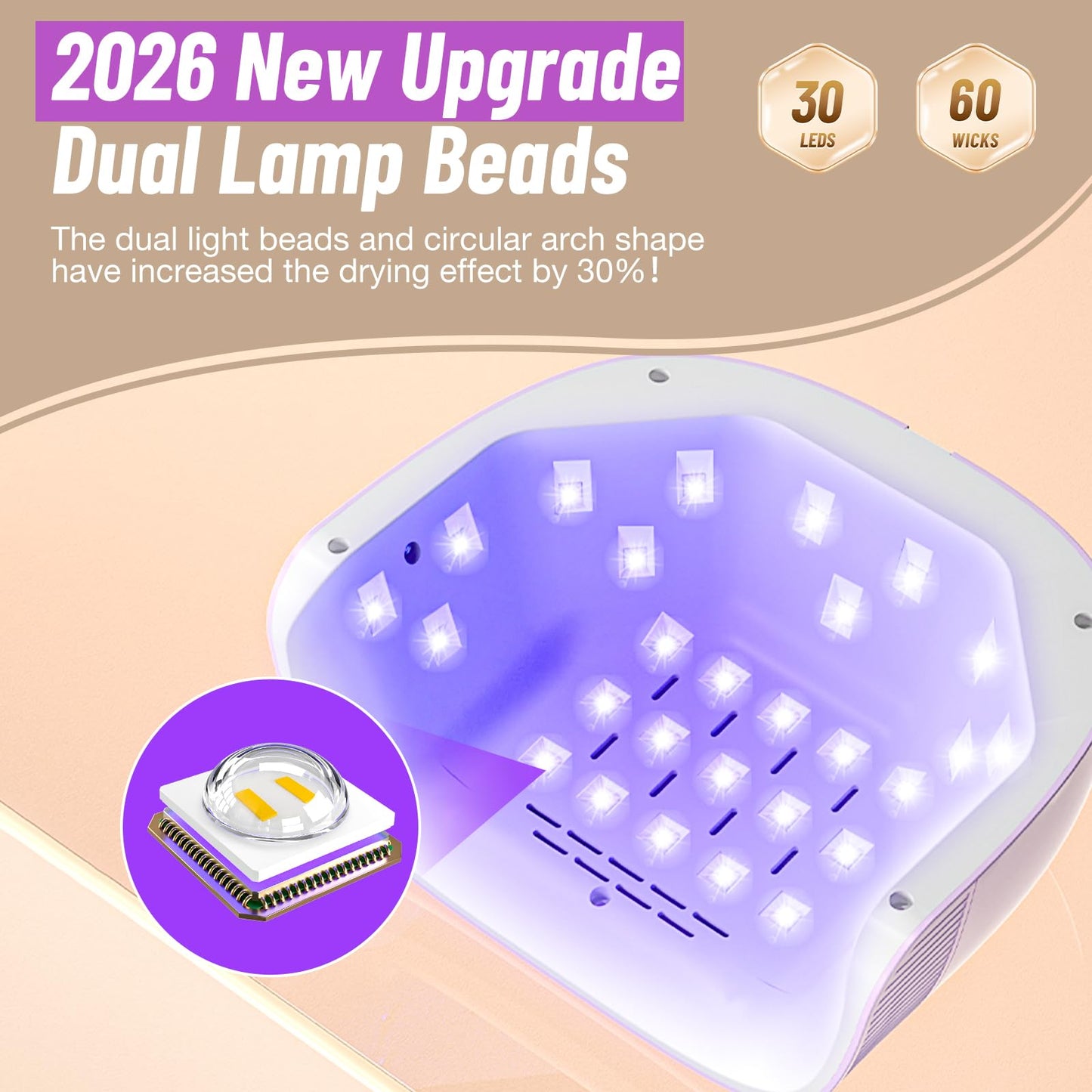 LadyMisty UV Nail Lamp - Fast Drying, UV Light for Gel Nails with 30 Dual Lamp Beads, 4 Timer, LCD Display, Energy Efficient LED Nail Light for Home Beauty and Personal Care LadyMisty