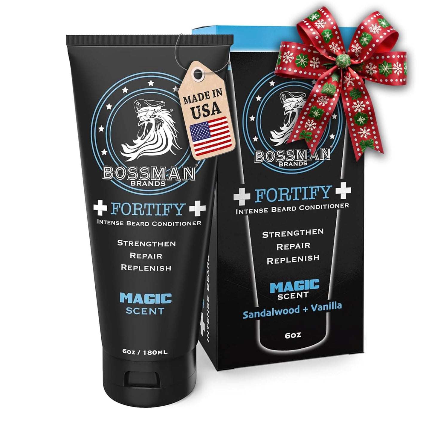 Bossman Fortify Intense Beard Conditioner for Men (Magic Scent) - Moisturizes, Replenishes & Protects with Natural Ingredients - Thicker Formula, Made