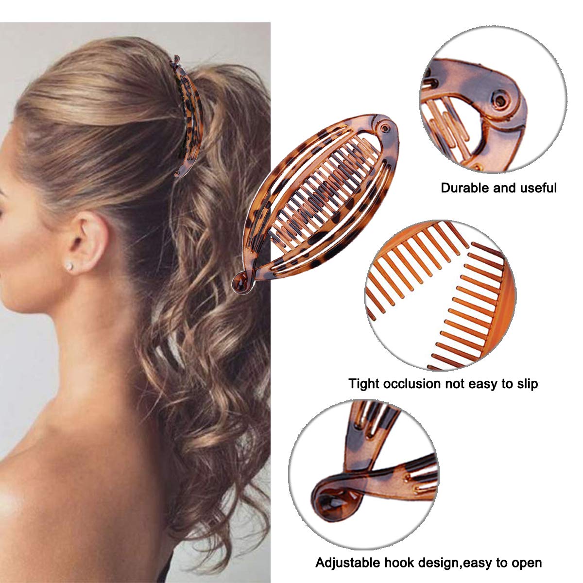 Aaiffey 4pcs Banana Hair Clips Vintage Clincher Combs Tool for Thick Curly Hair Accessories Fish Shape Ponytail Holer Claws Grips Clamp Clip Claws Set