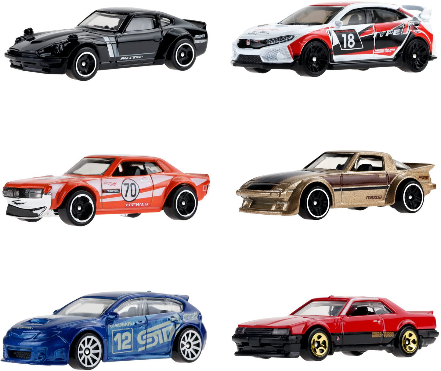 Japanese Import 6 Piece Set Diecast Model Cars by Hot Wheels