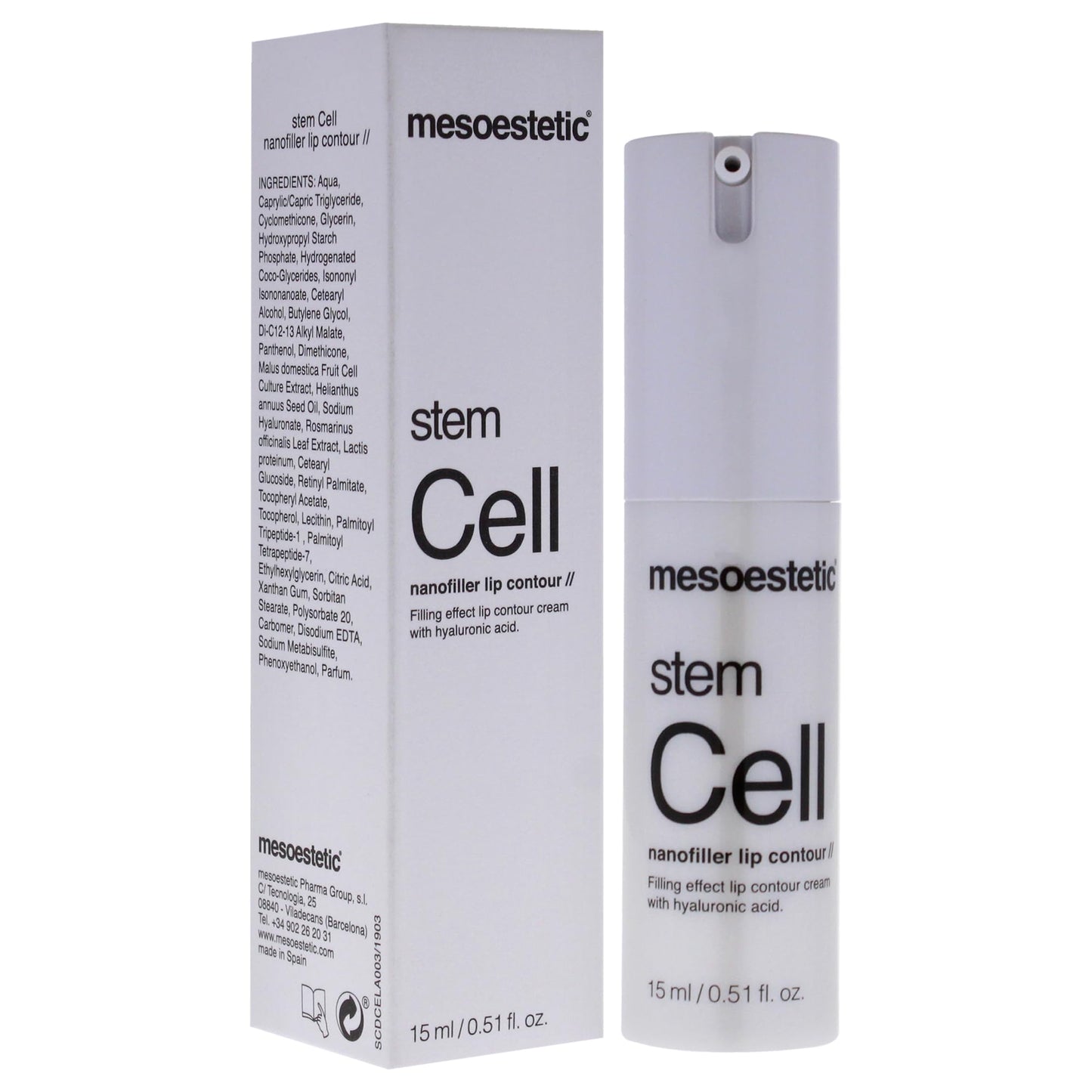 Stem Cell Nanofiller Lip Contour by Mesoestetic for Unisex - 0.5 oz Cream