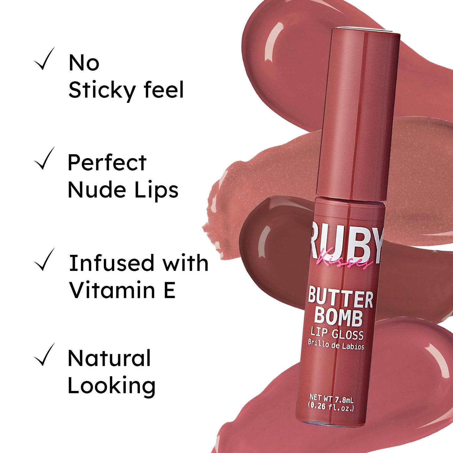 Ruby Kisses Butter Bomb Lip Gloss, High-Shine Non-Sticky Hydrating Plumping