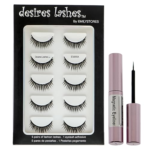 Magnetic Eyelashes 3D Natural Magnet Faux Lashes Multipack 5Pairs, Emma (01Emma)
