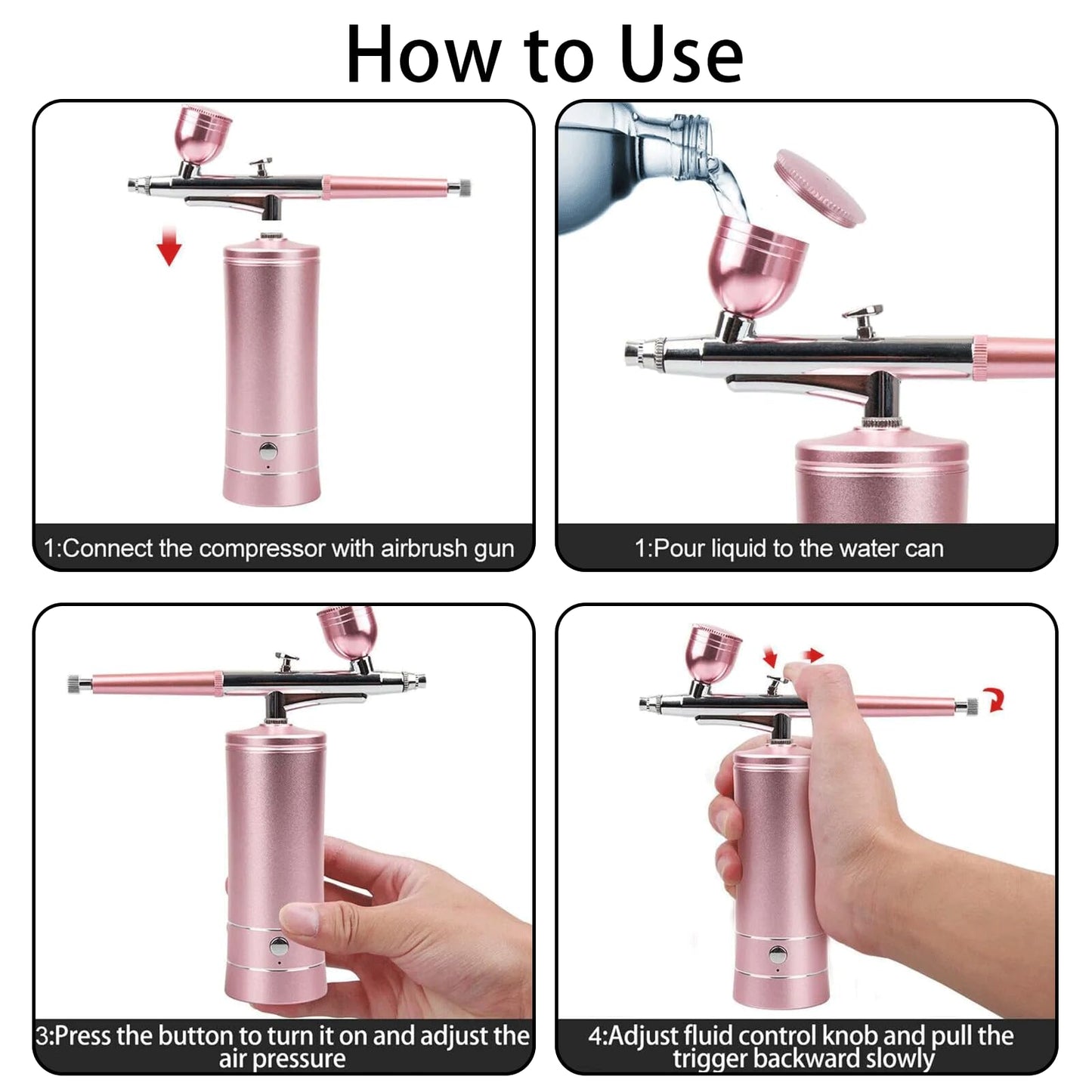 Airbrush Kit Air Brush Kit With Air Compressor Nail Charms Wireless Air Brush for Barber, Nail Art, Makeup, Model Painting (Pink - with extension Beauty and Personal Care crpen