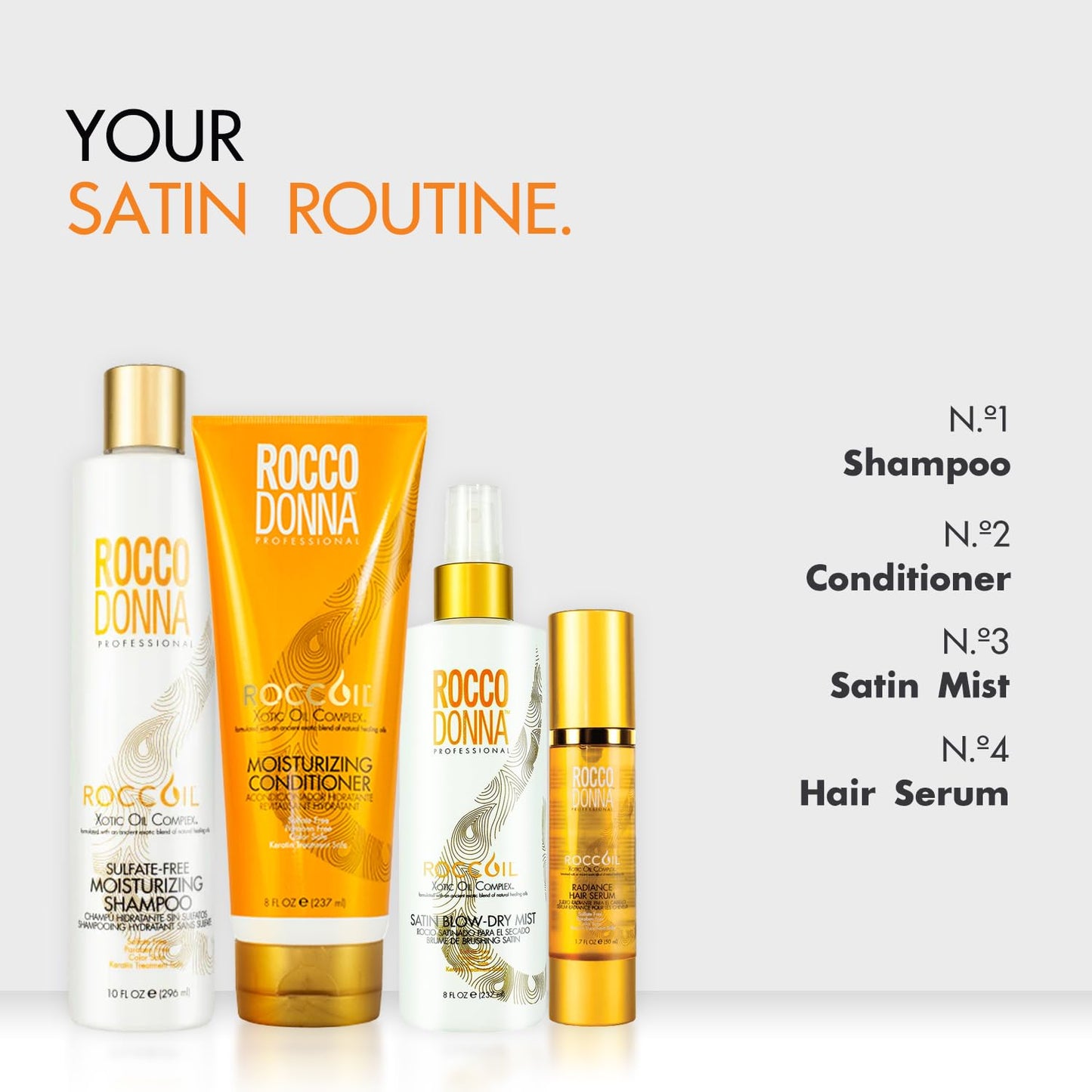 Rocco Donna Leave-In Conditioner for Hair Weightless Style | Satin Blow-Dry Mist Spray | Smoothing and Hydration | 8 oz