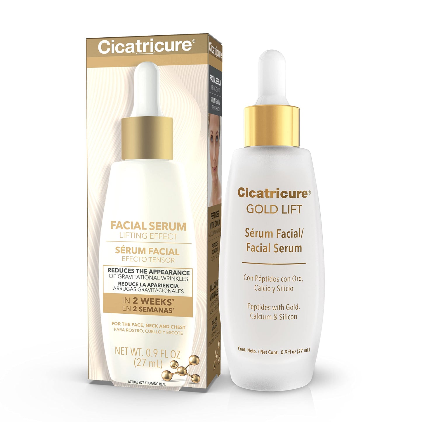 Cicatricure Gold Lift Facial Serum with Lifting Effect for Face, Neck & Chest, Anti Aging Skin Care, Hydrating, Firming & Tightening, Smoothes Facial