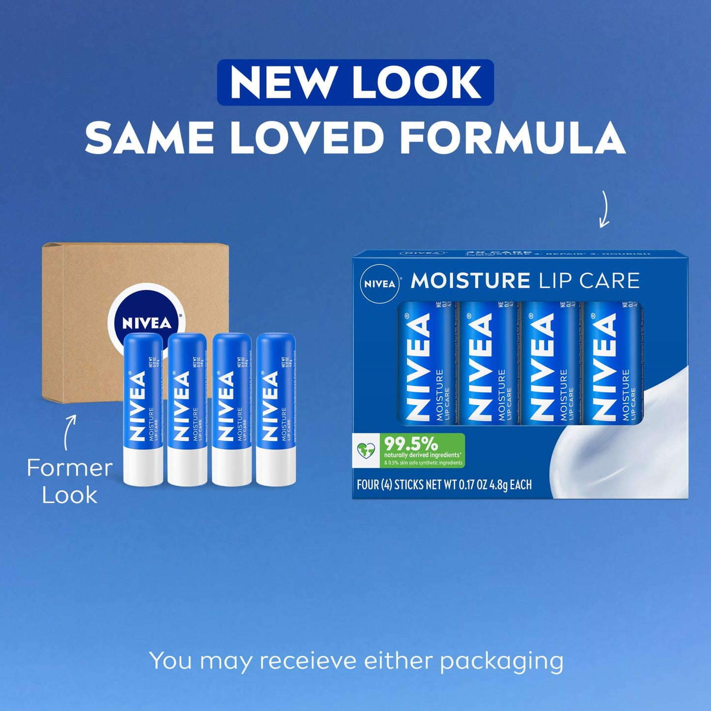 NIVEA Moisture Lip Care, Hydrating Lip Balm with Shea Butter, Nourishing Oils and Vitamin C & E, 3-in-1 Moisture, Repair and Nourish, Holiday Gifts