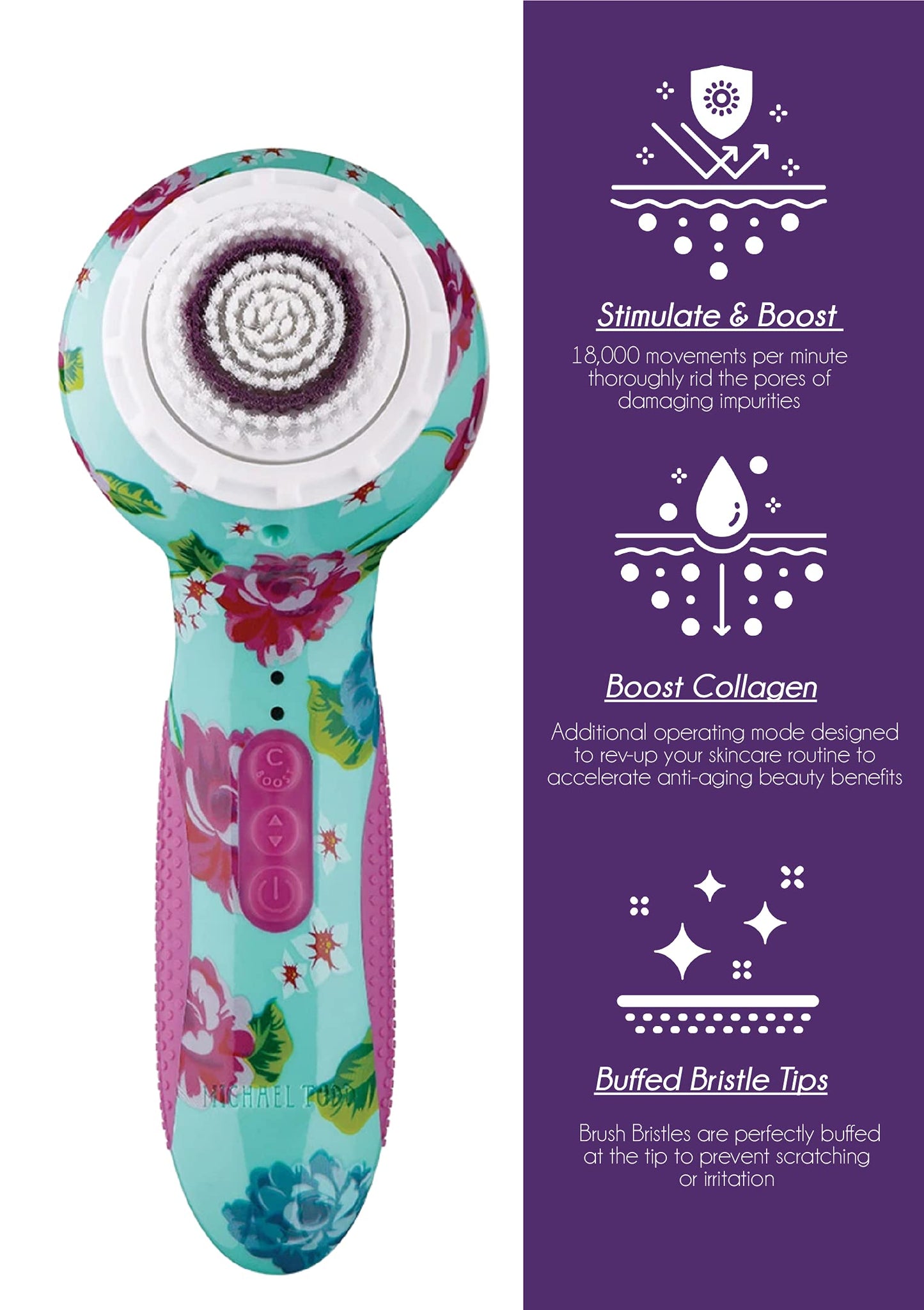 Michael Todd Beauty - Soniclear Elite - Facial Cleansing Brush System - 6-Speeds - Face Cleansing Brush & Exfoliating Body Scrubber