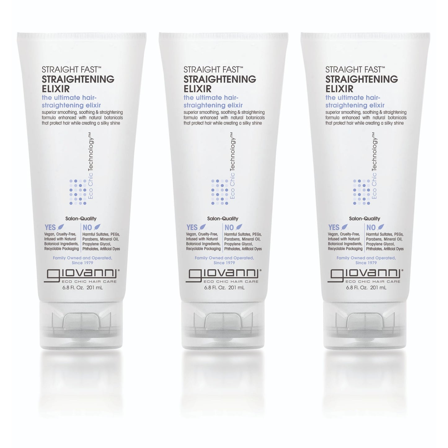 GIOVANNI ECO CHIC Straight Fast Straightening Elixir - Helps Smooth Curls & Straighten Hair, Temporarily Straightens Hair, Heat Protectant