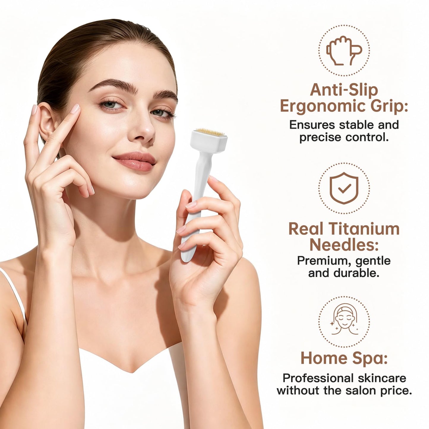Titanium Derma Roller Stamp - 140 Microneedle Beauty Skin Care Tool - Derma Roller Alternative, Adjustable Microneedling Pen for Face & Body & Scalp Beauty and Personal Care Aquuaera