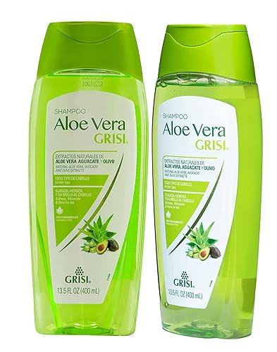 Grisi Aloe Vera Shampoo, Moisturizing Shampoo with Aloe Vera Extract, Paraben-Free, Hair Product for Soft and Shiny Hair, 2-Pack of 13.5 FL Oz each, 2