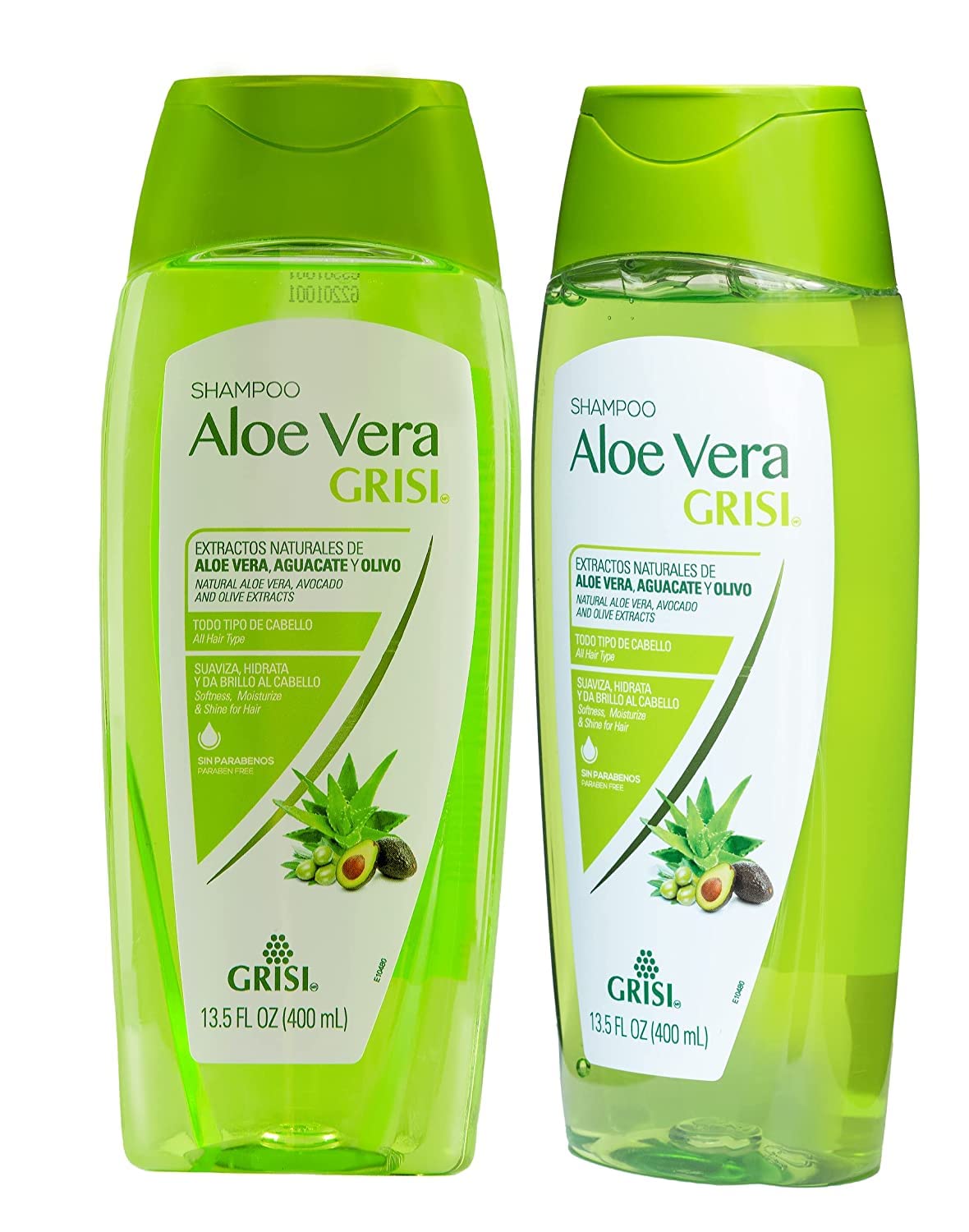 Grisi Aloe Vera Shampoo, Moisturizing Shampoo with Aloe Vera Extract, Paraben-Free, Hair Product for Soft and Shiny Hair, 2-Pack of 13.5 FL Oz each, 2
