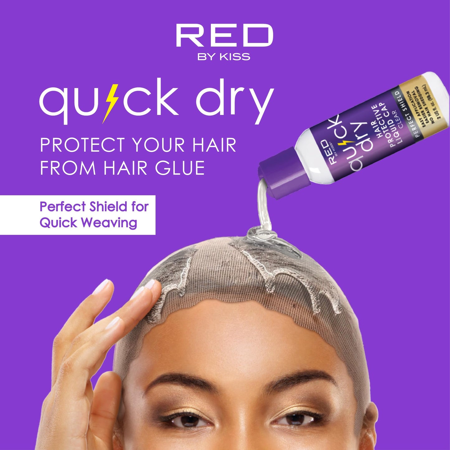 Red by Kiss Quick Dry Hair Protective Liquid Cap, Strong Lightweight Protection from Weaves Glue Damage, Fast Application, Quick Drying, & Easy