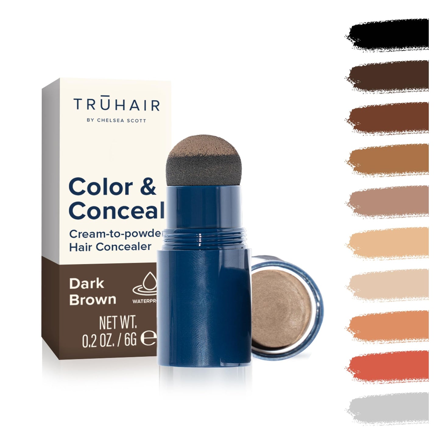TRUHAIR Color & Conceal Waterproof Root Touch Up Hair Color Concealer - Hair Cover up for Gray Coverage and Hairline Filling - 11 Hair Colors
