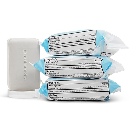 Dermaharmony Pyrithione Zinc (ZnP) Therapy Soap 4 oz Bars - 3 Pack - for Seborrhea and Dandruff